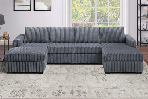 Dark Gray U-Shaped Sectional Set for Comfortable Living Space.