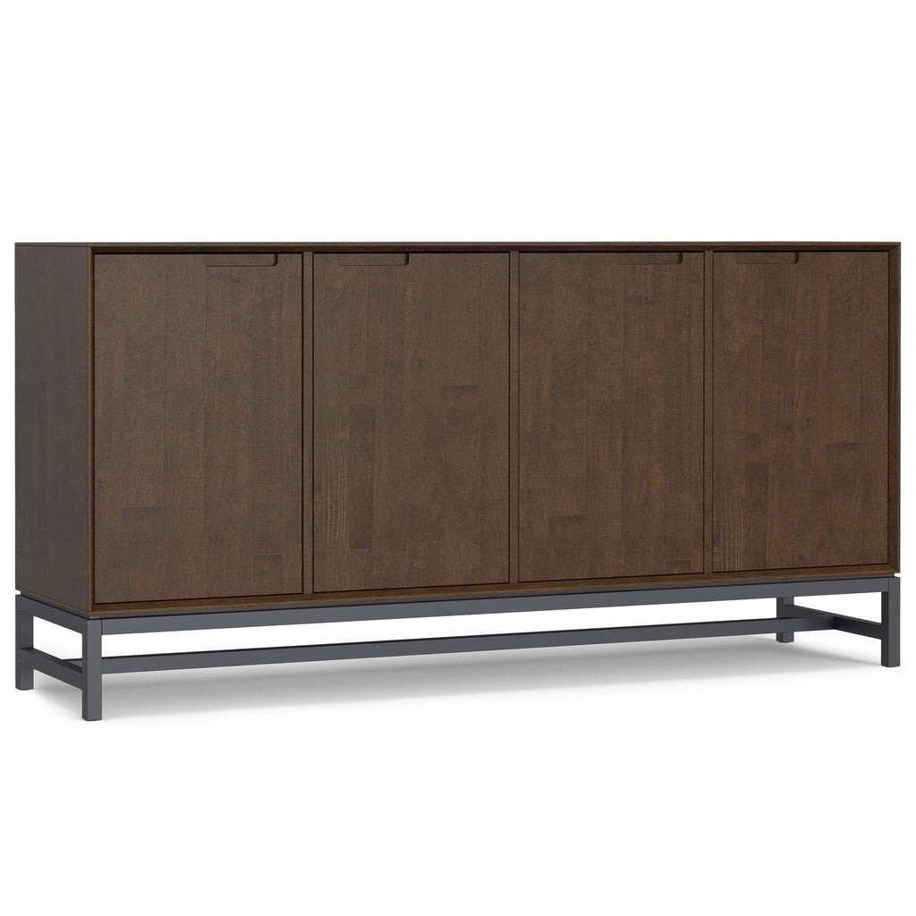 Walnut Brown 4 Door Sideboard Buffet for Storage.