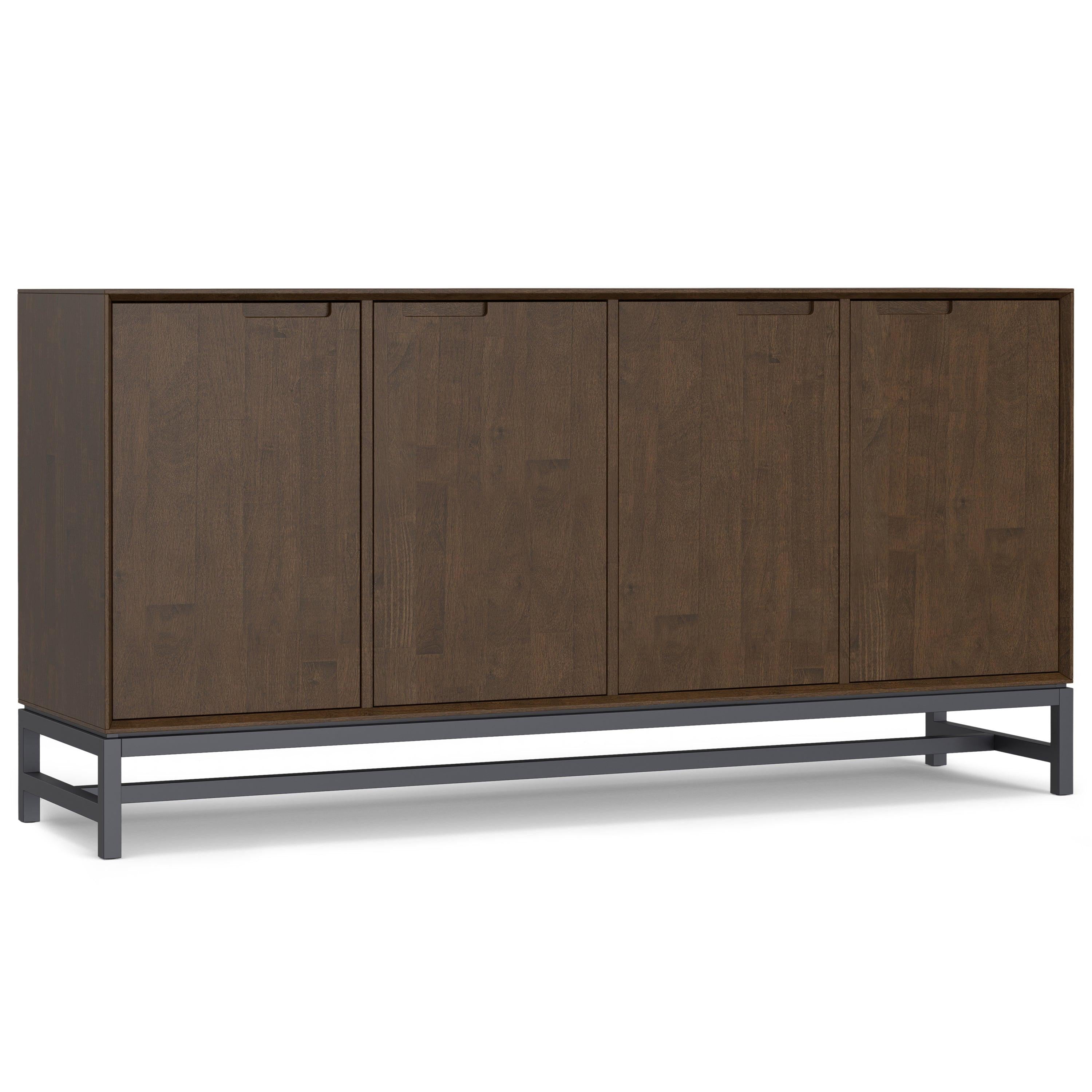 Walnut Brown 4 Door Sideboard Buffet for Storage.