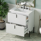 White Bathroom Vanity with Ceramic Sink - 30 Inch Design.