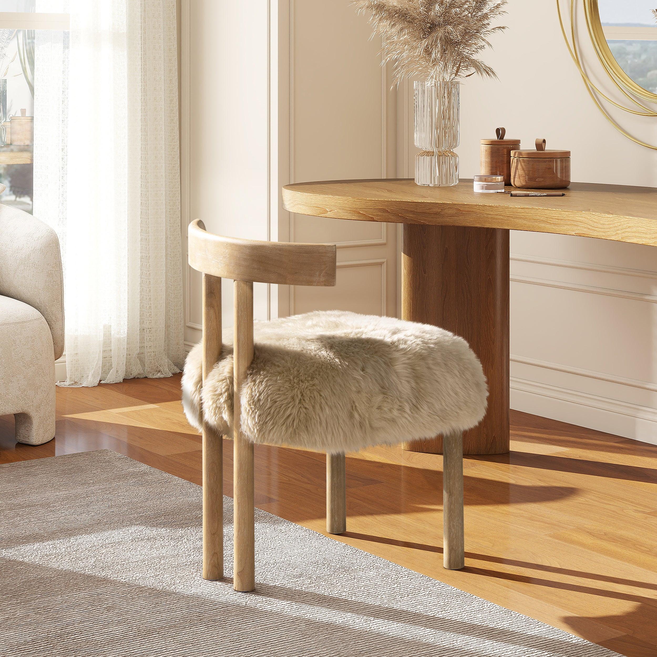 Genuine Sheepskin Dining Chair with Split Back Design.