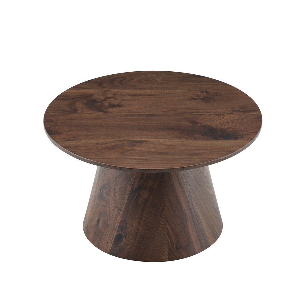 Walnut Wood Coffee Table with 23.6-Inch Diameter.