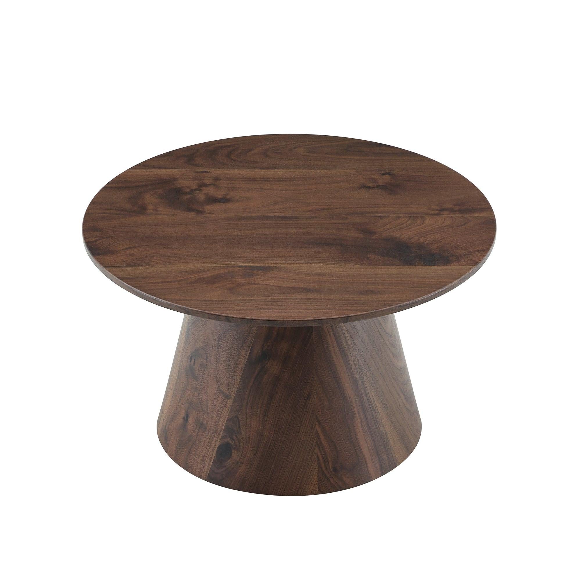 Walnut Wood Coffee Table with 23.6-Inch Diameter.