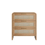 Rattan Nightstand with 3 Drawers for Modern Bedrooms.