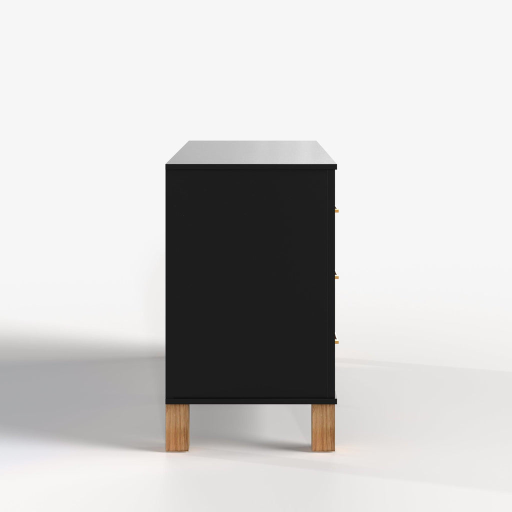 Modern 6-Drawer Dresser with Metal Handles.