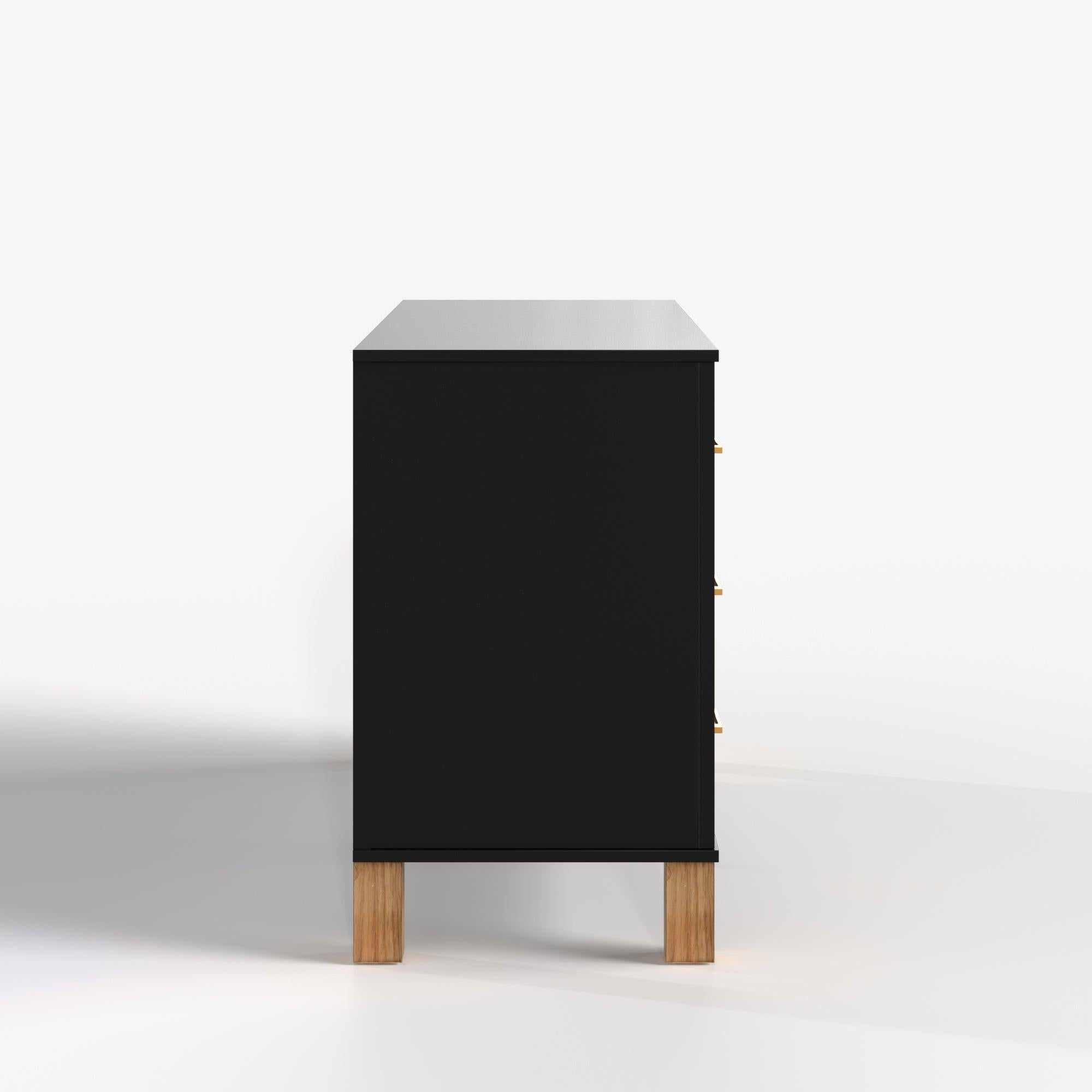 Modern 6-Drawer Dresser with Metal Handles.