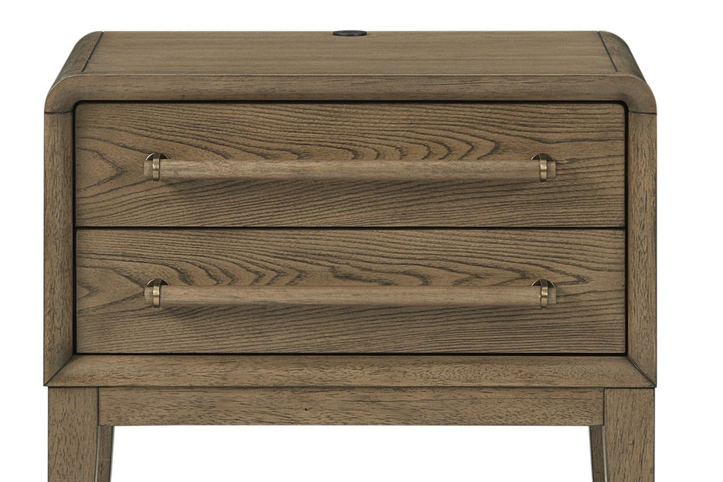 Solid Wood Latte Nightstand with Drawers.