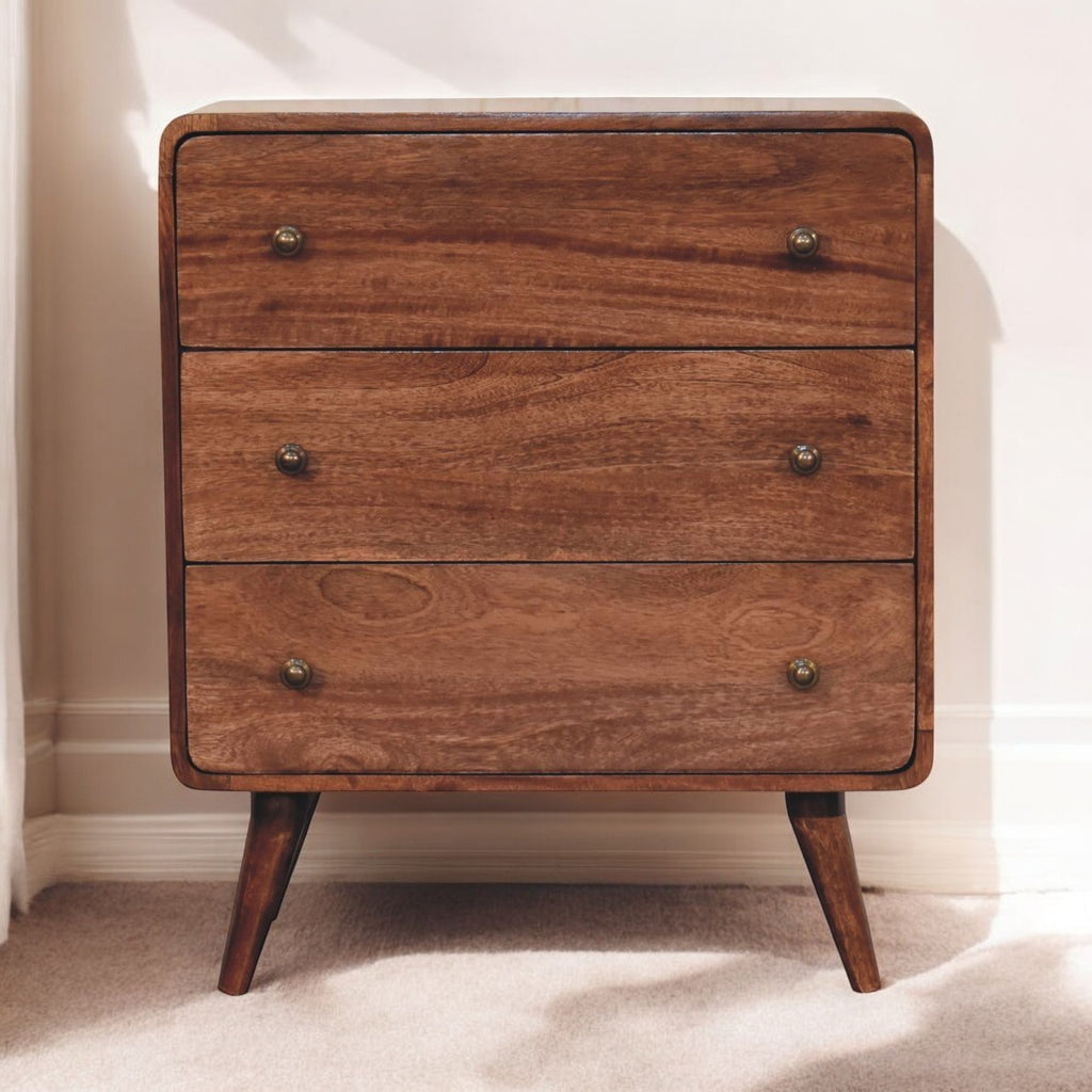 Solid Wood Curved Honey Caramel Chest