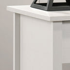 Close-up of Celeste Nightstand top corner showing smooth white finish. Modern design with durable construction.