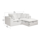Modular Sectional Sofa - Plush Corduroy Fabric White.