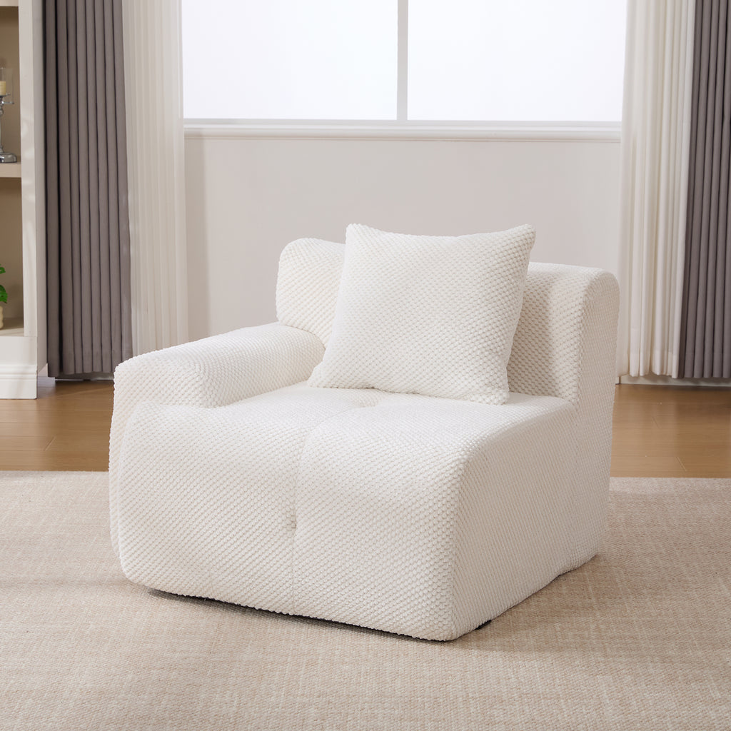 73' Modern Modular Sectional Sofa Loveseat, 2 Seater Tufted Comfy Cloud Tufted Floor Convertible Couch with 2 Pillows, Boneless Conversion Sofa for Living Room,Office, Apartment,Guestroom, Ivory