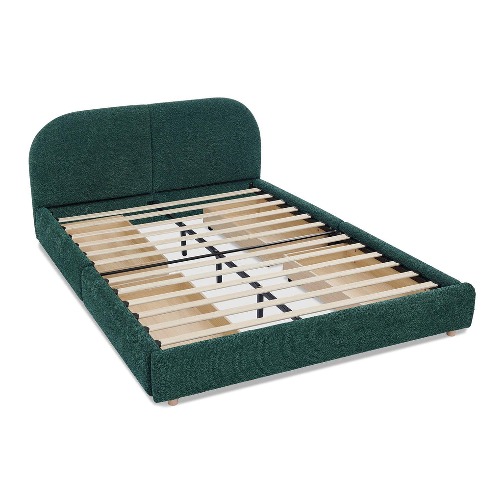 Queen Size Upholstered Bed Frame in Green.