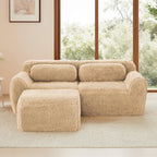 Modular Plush Sofa - L-shaped with Chaise & Throw Pillows.