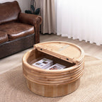 Round Wooden Coffee Table with Hidden Storage – 30.3' Modern Rustic Centerpiece for Living Room,  Natural Finish, Lift-Top Lid,.