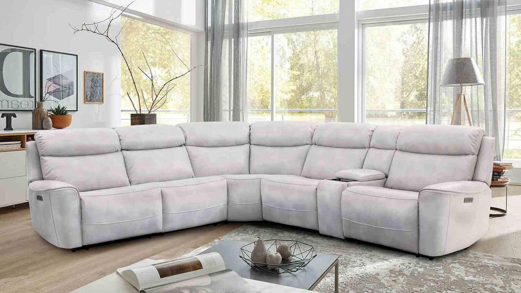 Power Reclining Sectional Sofa with Console & Wedge Chairs.