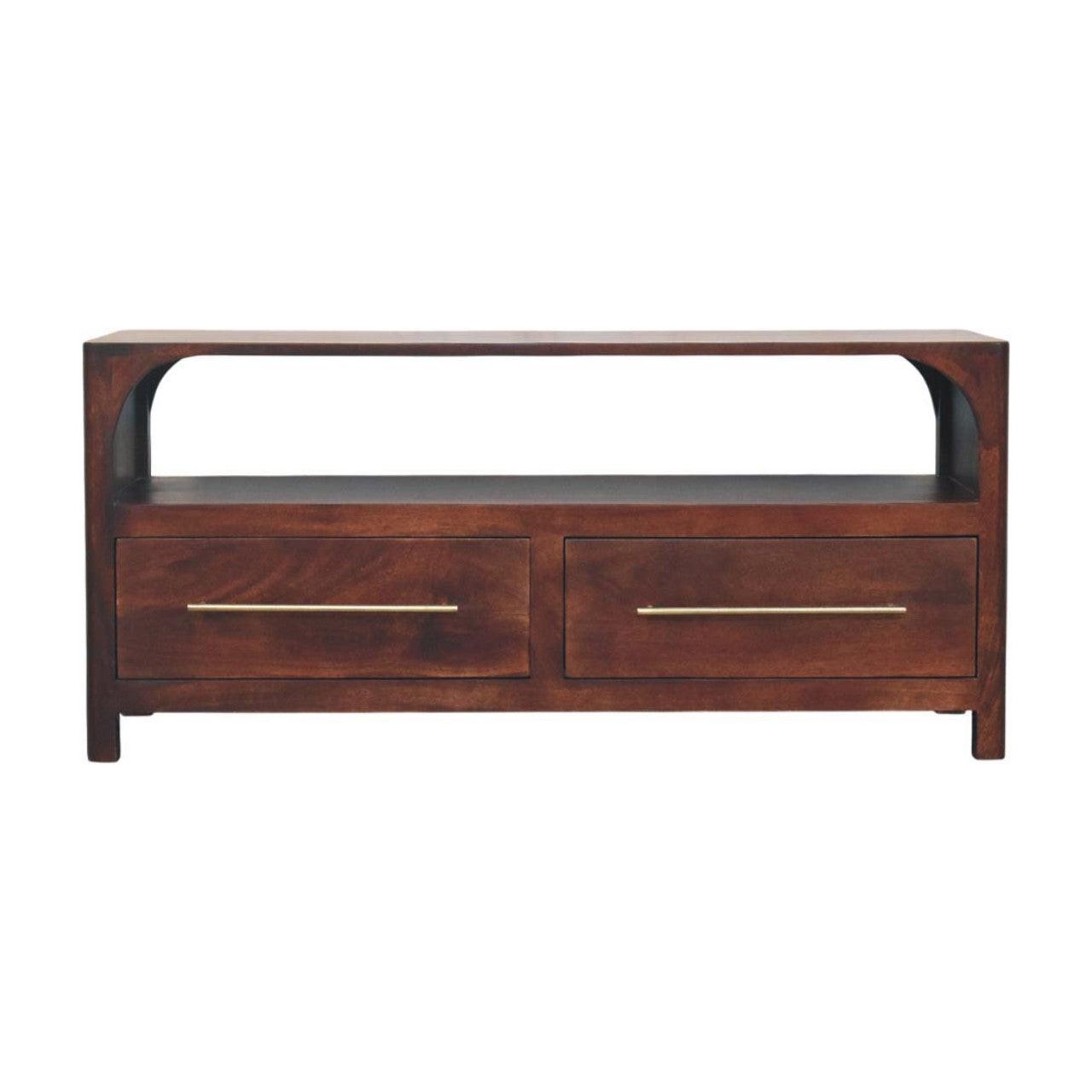 Solid Wood Arched Edge Media Unit.