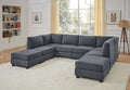 Dark Gray Polyester 8-Seater Modular Sectional with Plastic Legs