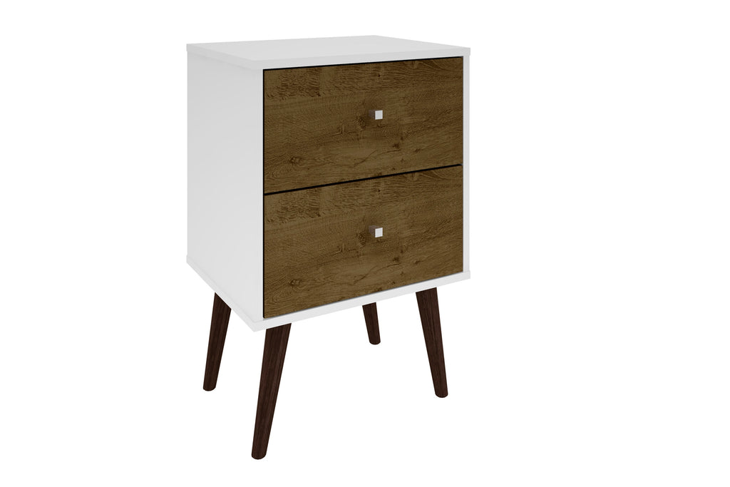 Liberty 18' Nightstand in White and Rustic Brown (2-Drawer)