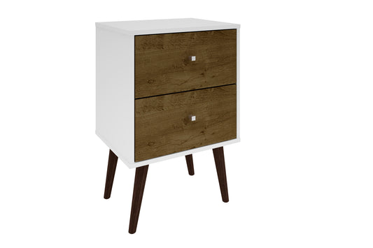 Liberty 18' Nightstand in White and Rustic Brown (2-Drawer)
