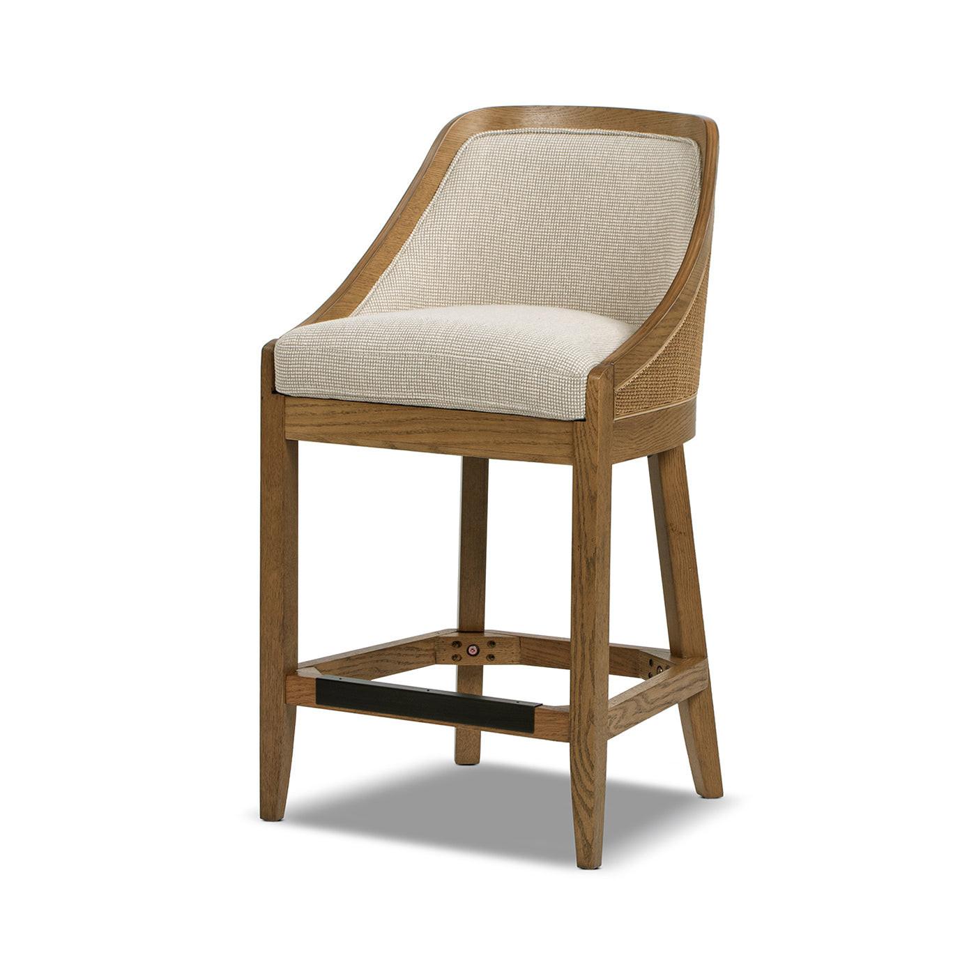 Cane Upholstered Oak Counter Stool - Charleston 27'.
