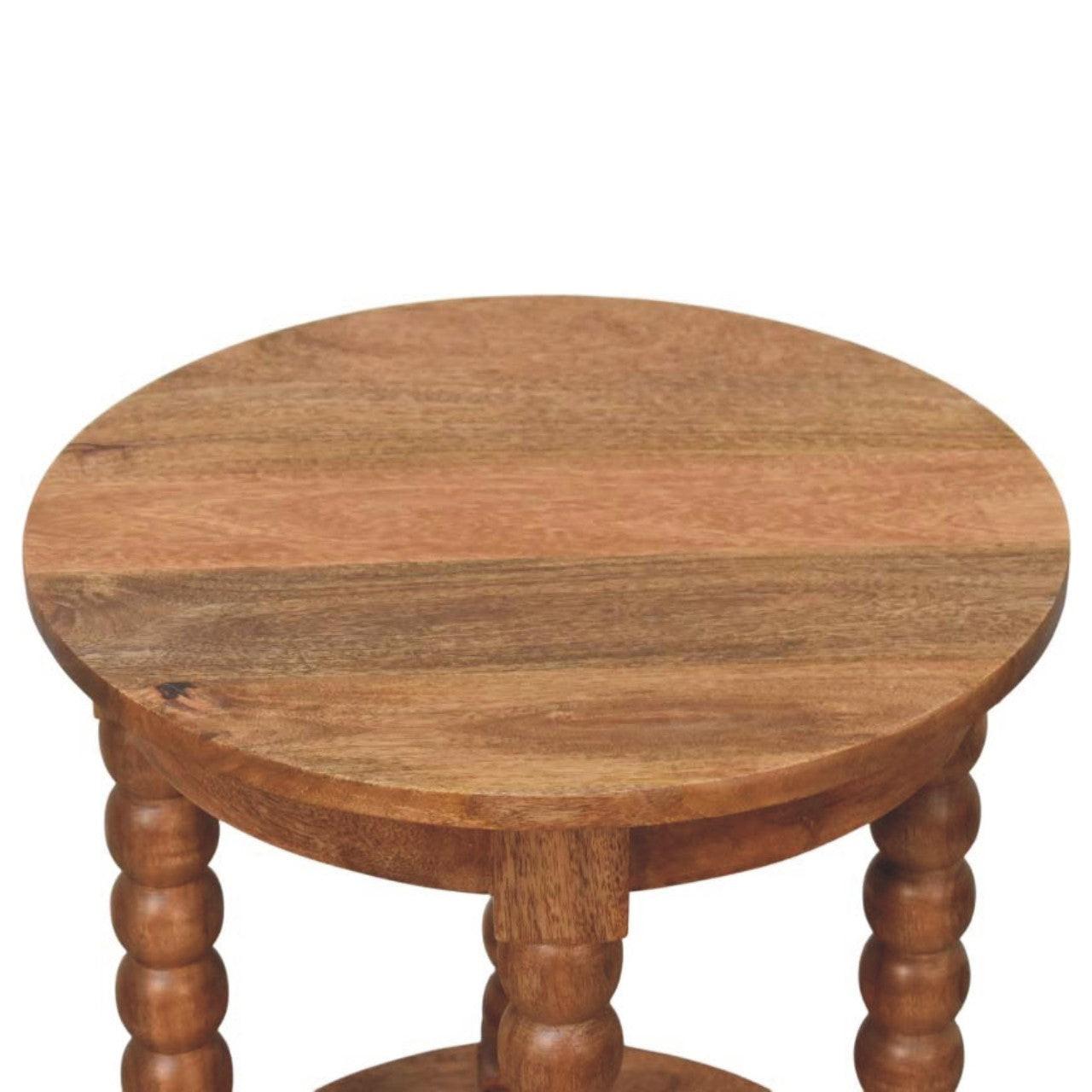 Wooden Barley Twist Round Side Table.