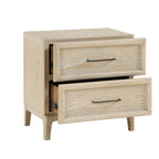 Light Brown Nightstand with 2 Drawers for Bedroom.