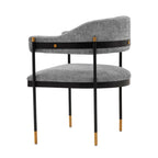 Lia Metal Chenille Armchair in Gray.