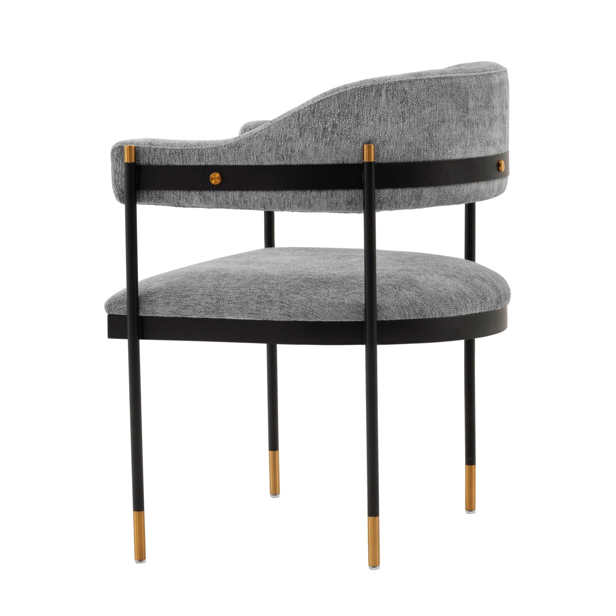 Lia Metal Chenille Armchair in Gray.