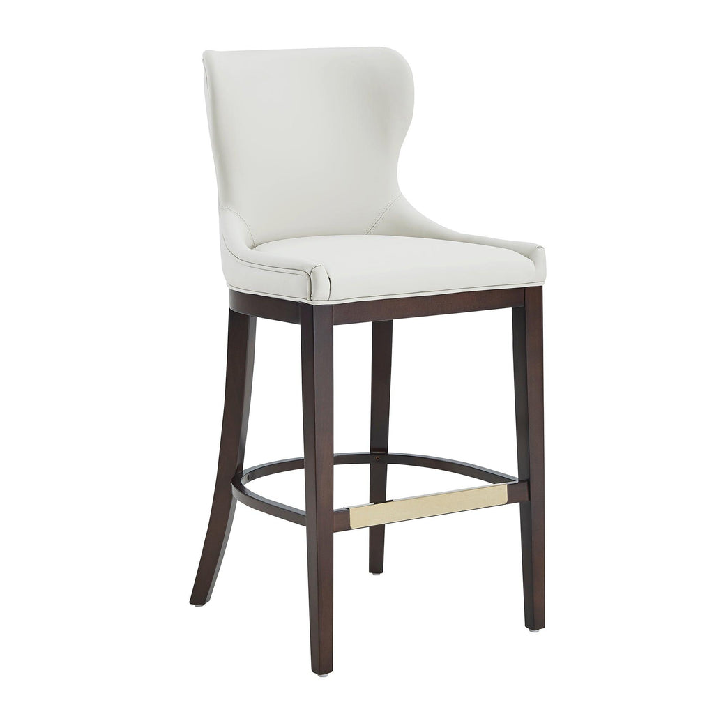 Blair Wood Upholstered Barstool in White.