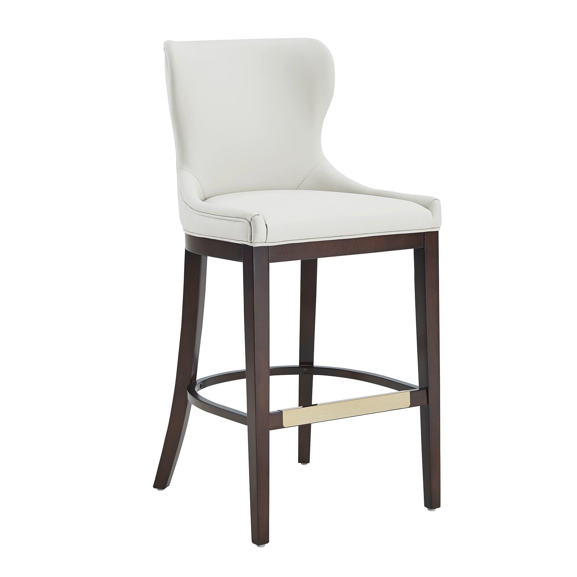 Blair Wood Upholstered Barstool in White.