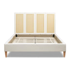 Upholstered Cane Bed Queen - Antique White Platform Bed.