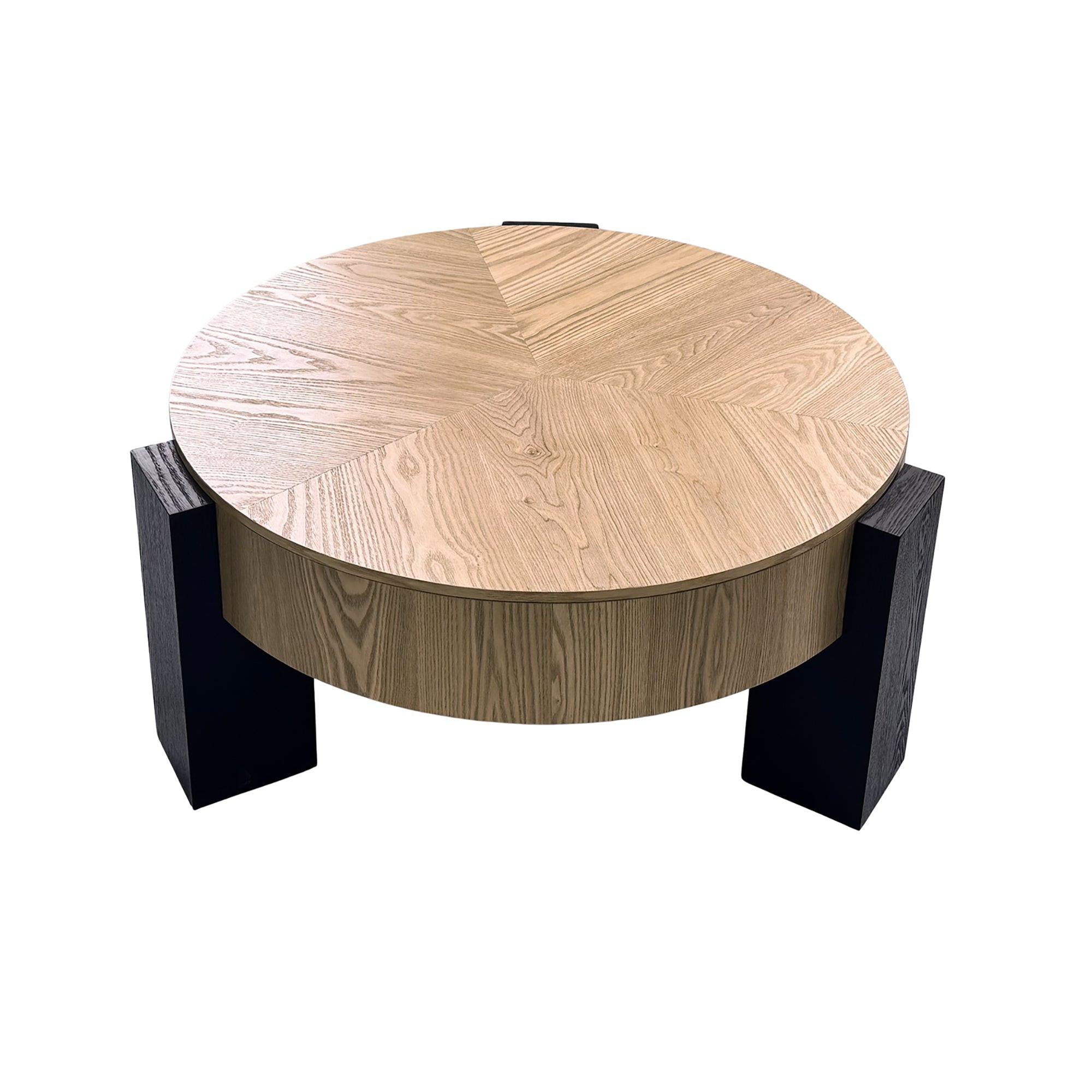 33'' Round Coffee Table with Hidden Storage for Small Spaces.