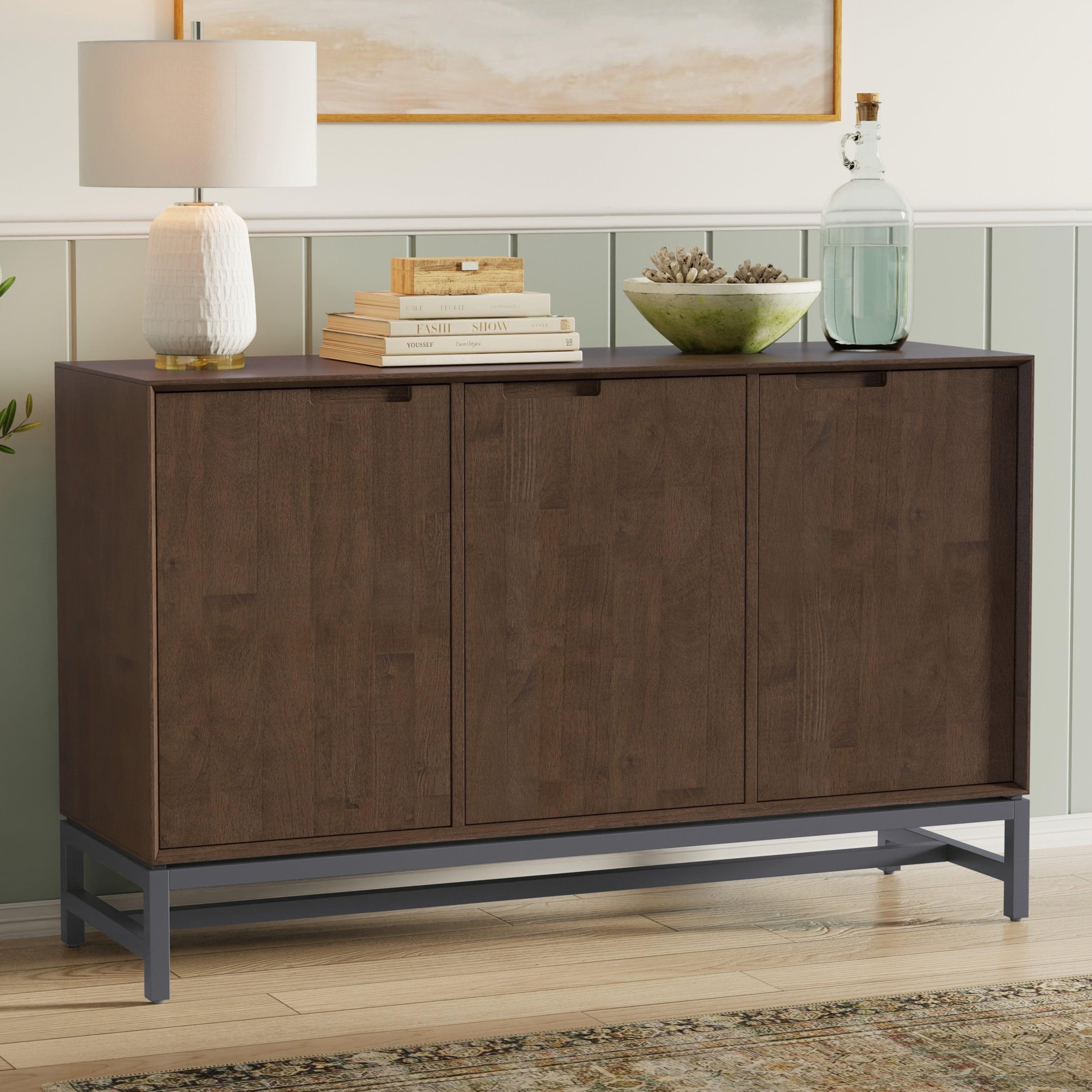 Walnut Brown Sideboard Buffet for Functional Storage.