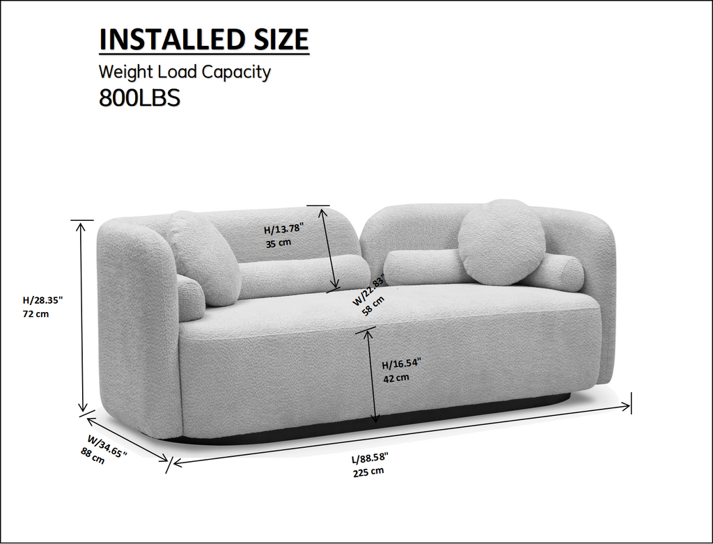 White Boucle Sofa Couch for Living Room.