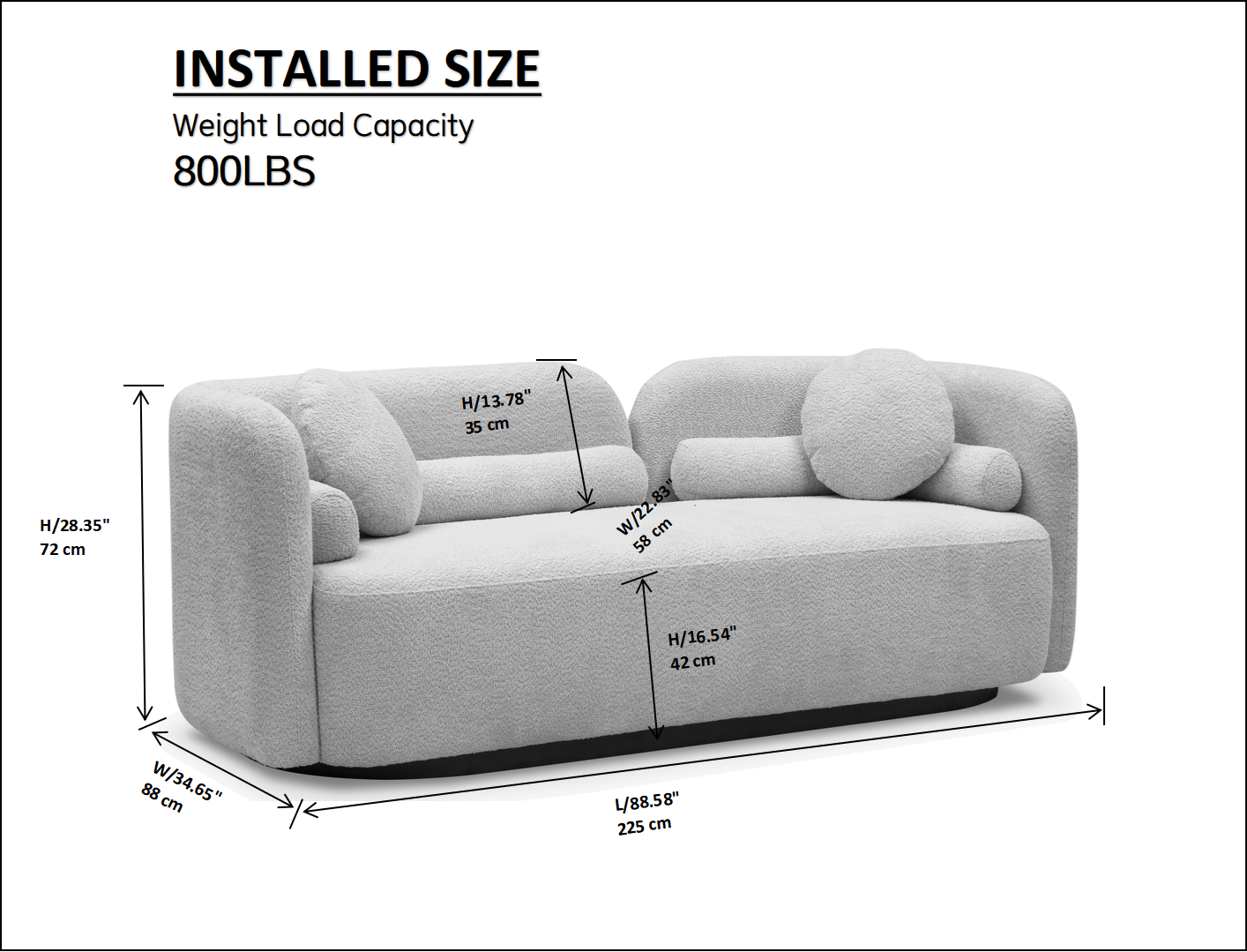 White Boucle Sofa Couch for Living Room.