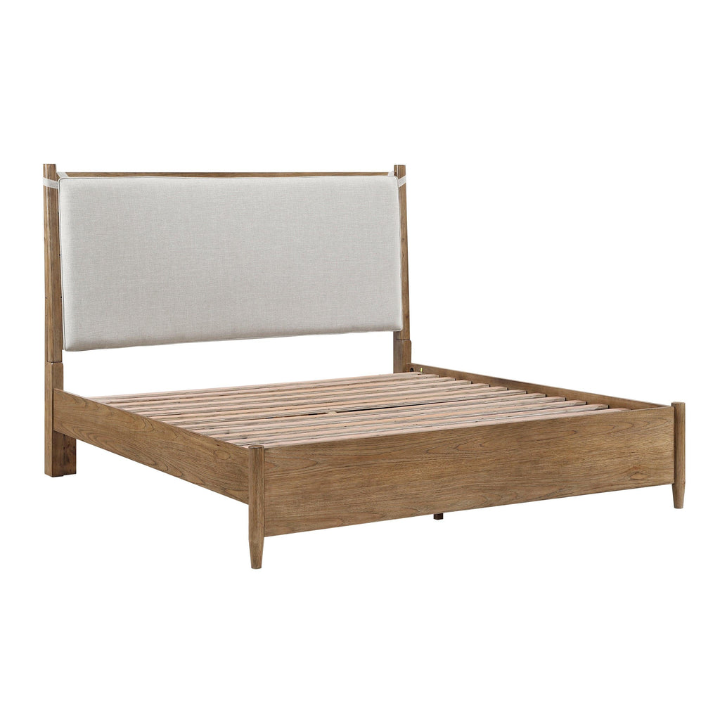 Queen Platform Bed with Removable Upholstery Cushion.
