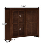 Dimensions of Mid Century Rattan Sideboard Cabinet: 39.4 inches wide, 32.3 inches high, and 9.3 inches deep.