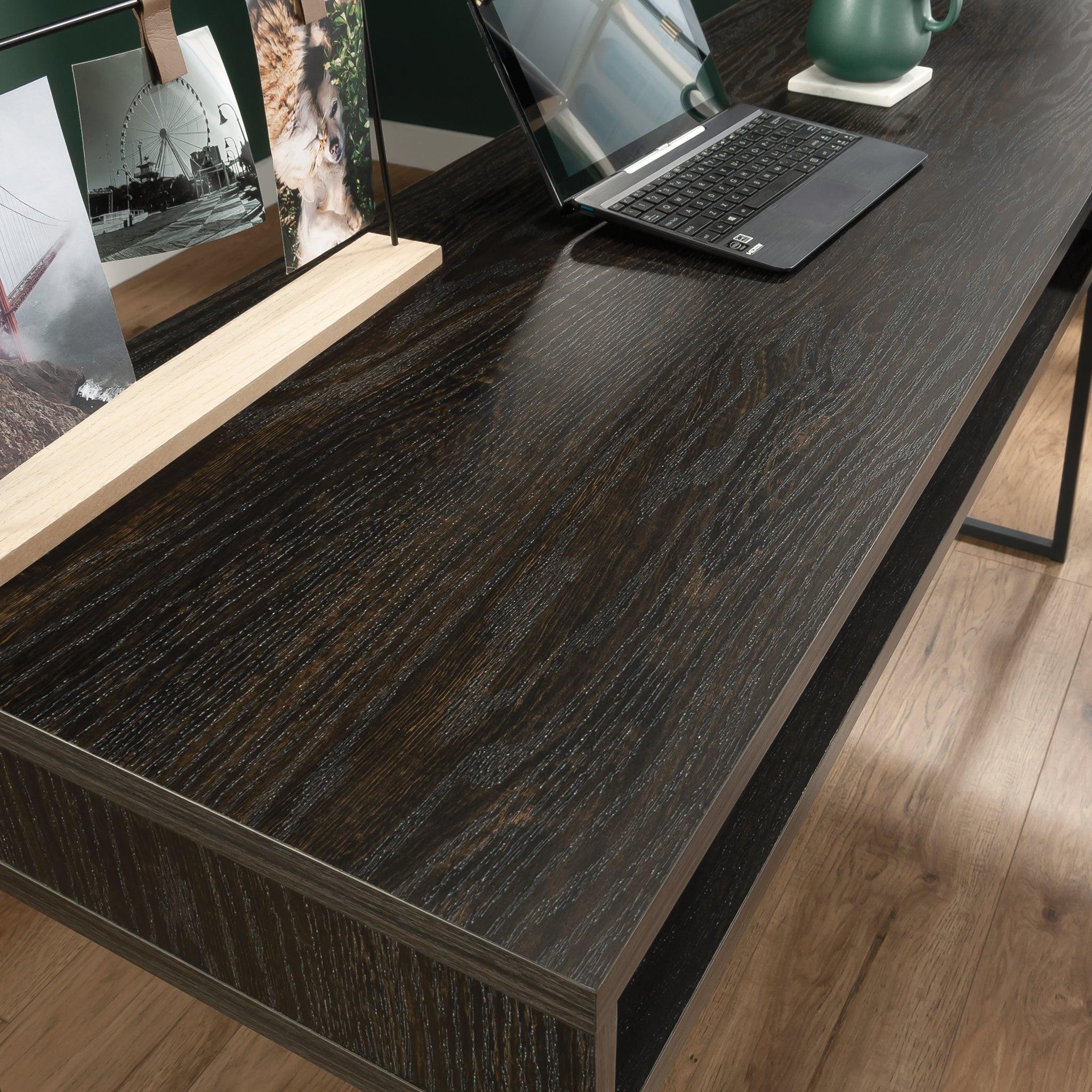 L-Shaped Desk with 2 Drawers and Cubbyholes.