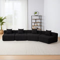 Chenille Curved Sectional Sofa with 4 Pillows.