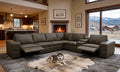 Olive Green Leather Match 6-Seater Sectional with Dual Recliners