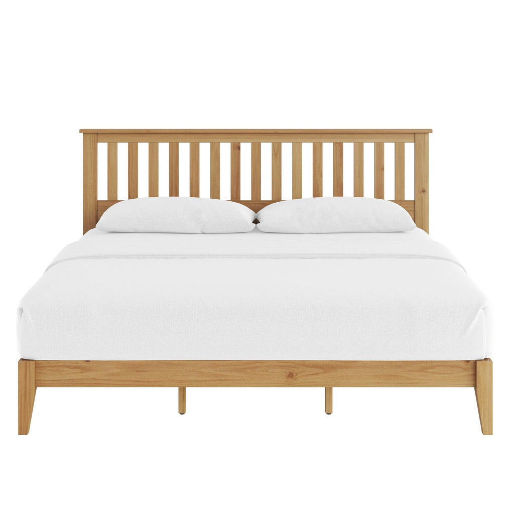 Malinda Mission Style King Panel Bed with Wood Construction.