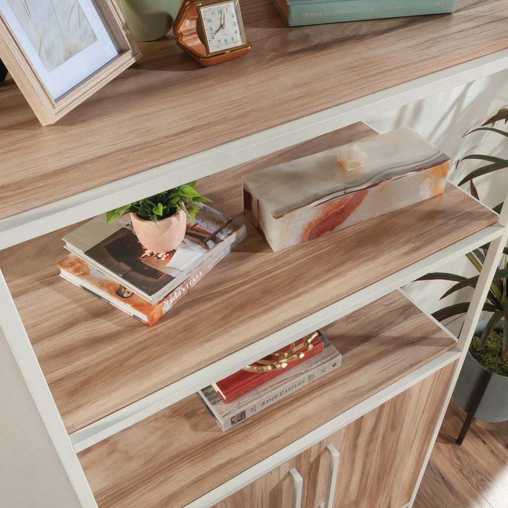 Brown Bookcase with Doors - 5 Shelves for Storage.