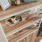 Brown Bookcase with Doors - 5 Shelves for Storage.