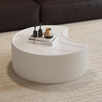 Modern Leather Coffee Table with Irregular Sintered Stone Top.