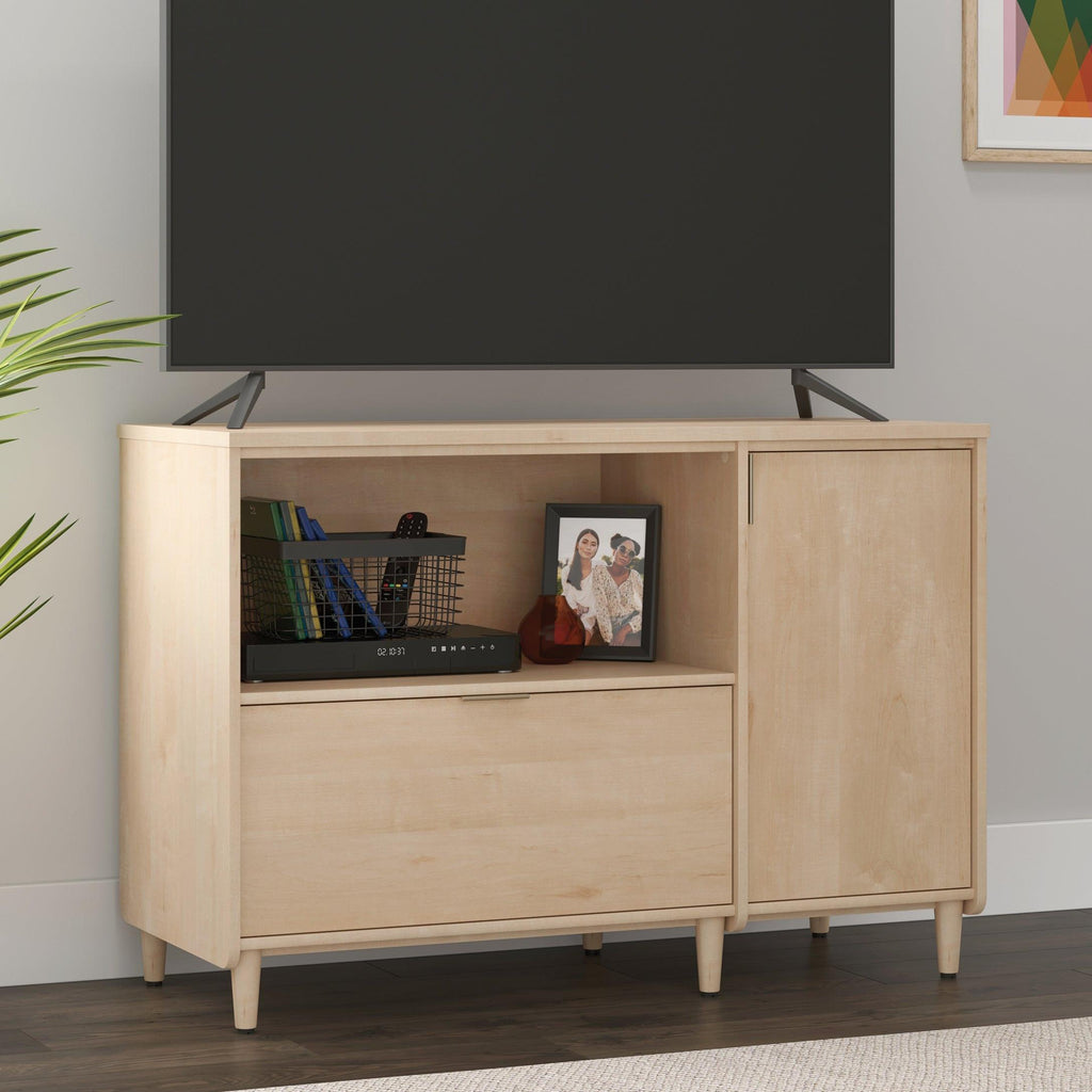 Credenza for TVs up to 46 inches with Concealed Storage.