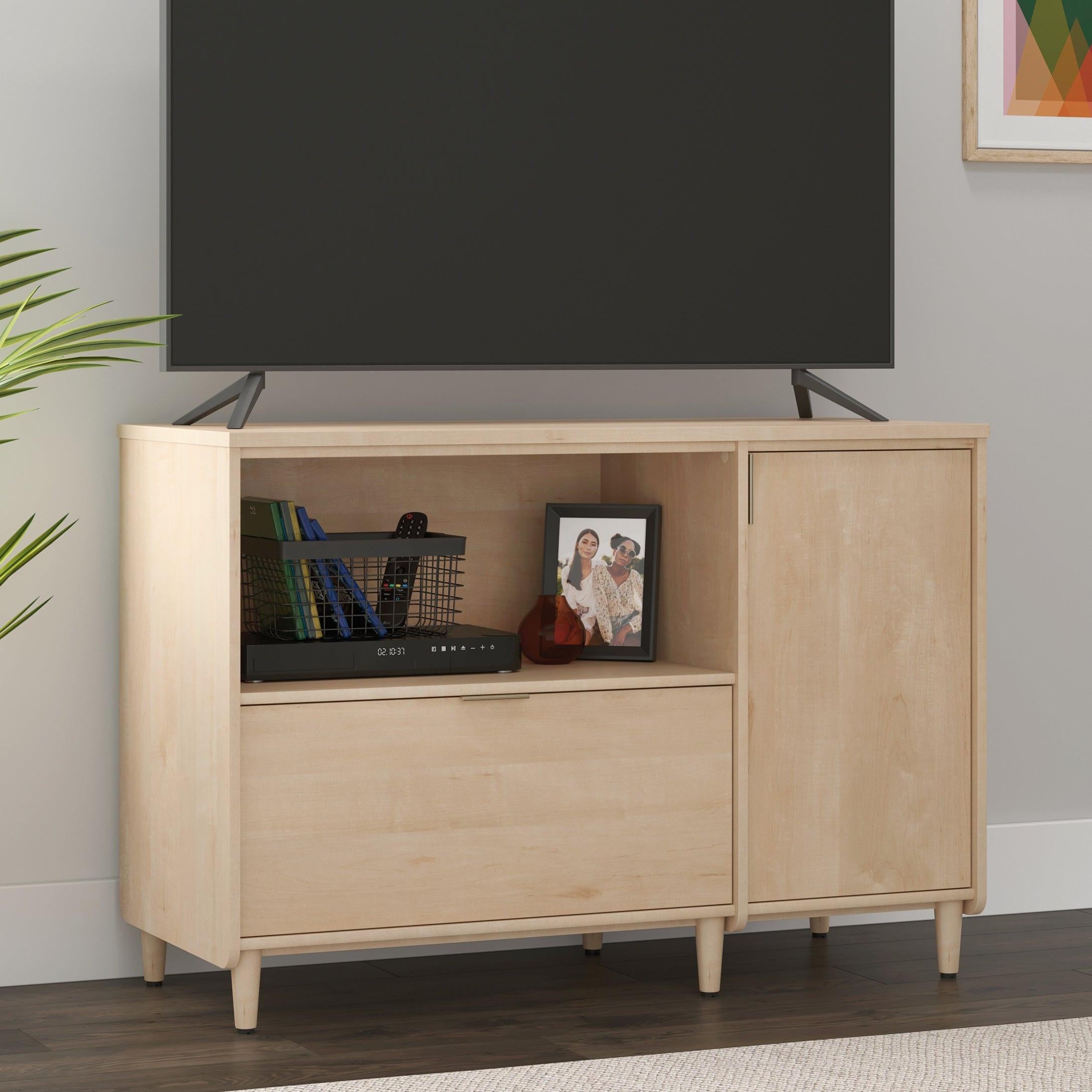 Credenza for TVs up to 46 inches with Concealed Storage.