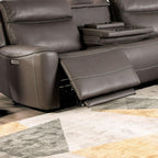 Power Reclining Sectional Dark Gray Sofa for Living Room.