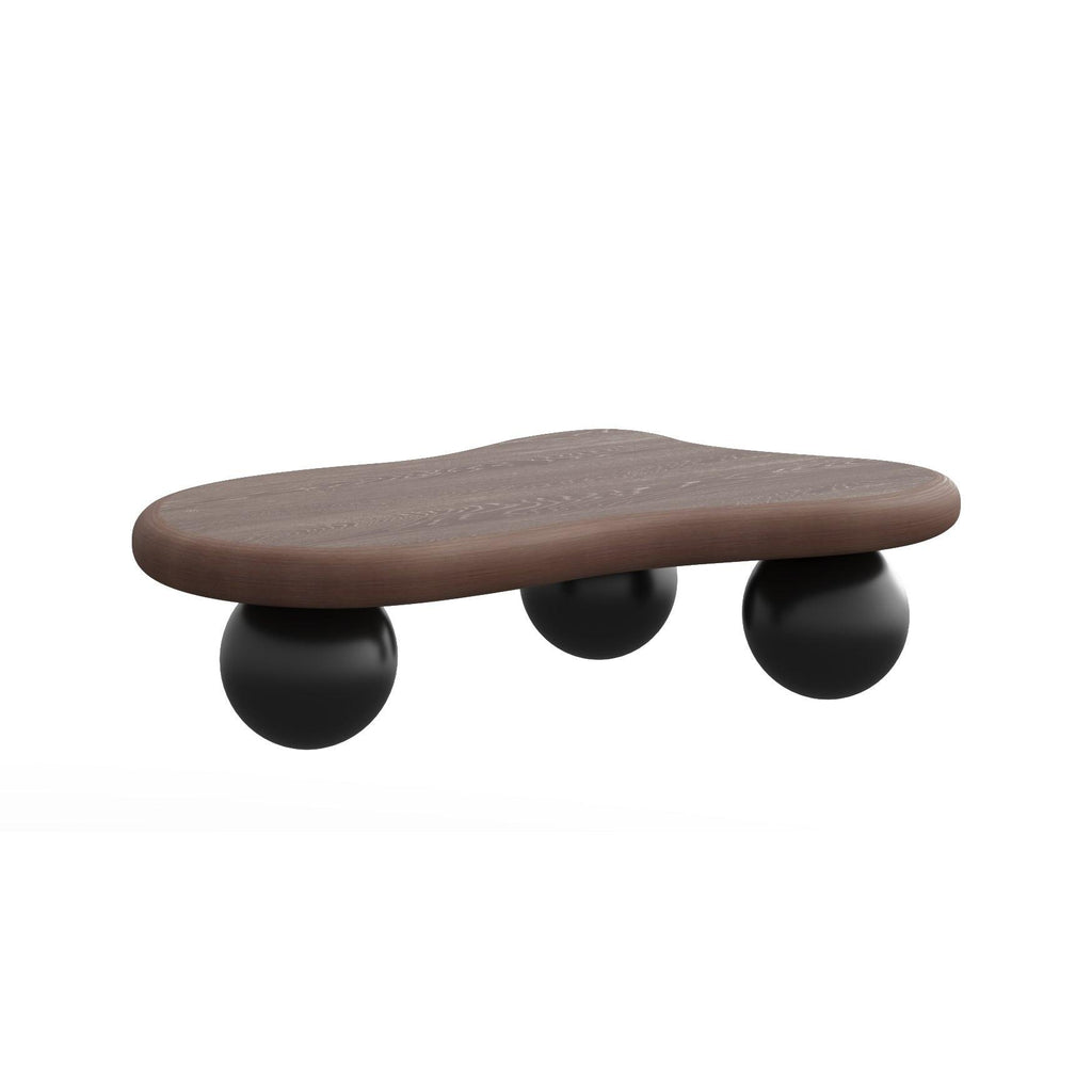40 Inch Cloud Shaped Coffee Table - Walnut Top Black Legs.