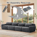 149'' dark grey modular plush sofa with no assembly steps shown, emphasizing easy setup and convenience for any home.