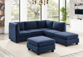 6-Seater Modular Polyester Sectional Sofa in Dark Blue